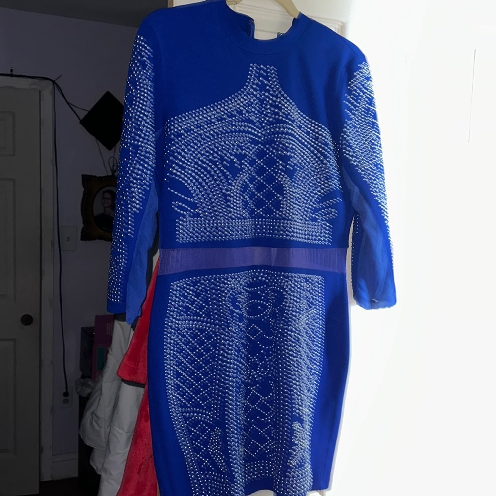 Blue dress with rhinestone